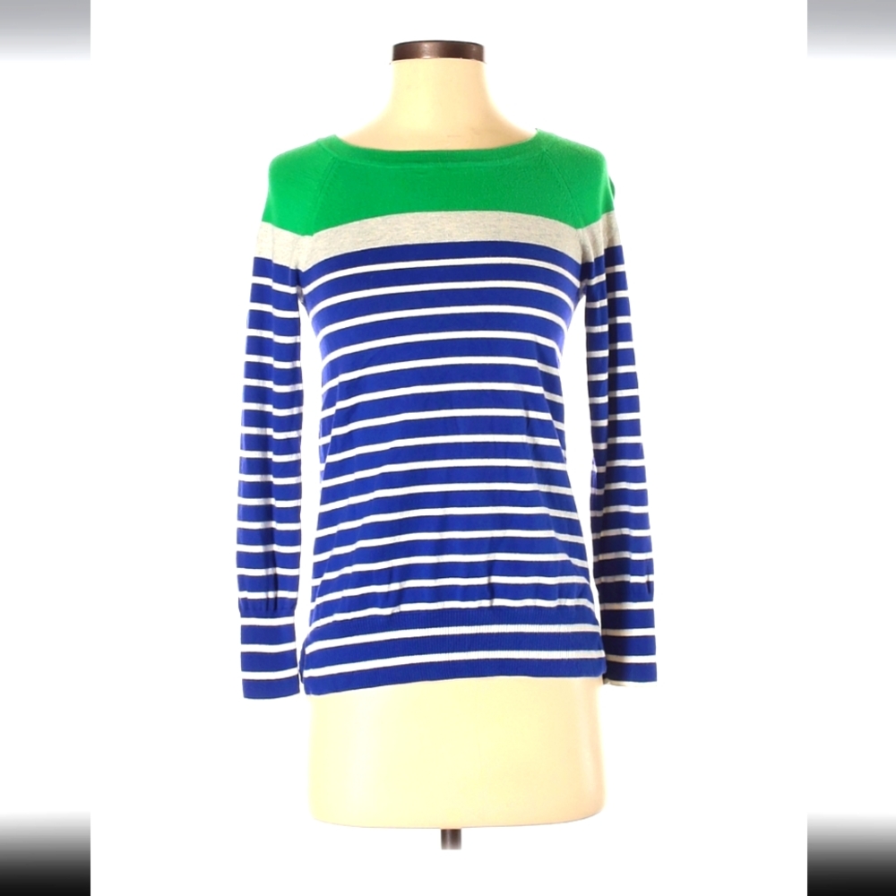 J Crew Cotton Long-Sleeve Pullover Striped Sweater - XS